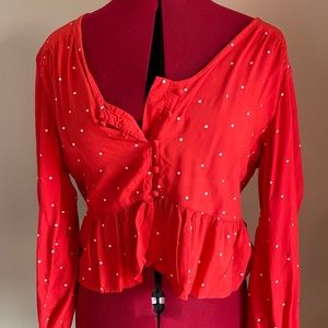 Red polka dot crop top